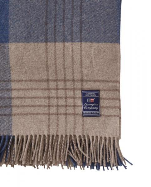 Lexington Denim Blue/Beige Checked Recycled Wool Throw