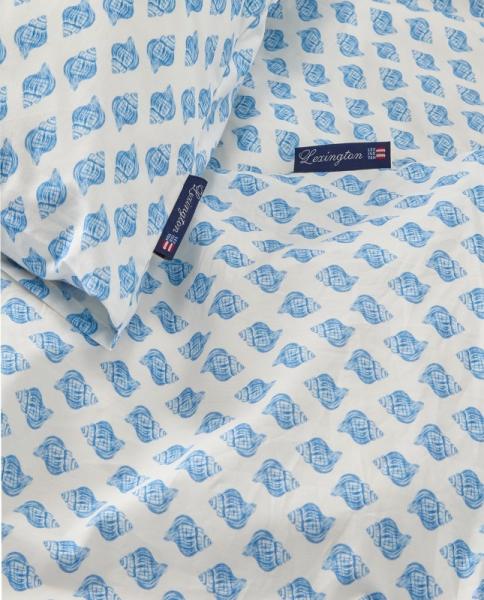Lexington Bettwäsche White/Blue Shell Printed Cotton Poplin Bettbezug Set Lexington Bettwäsche White/Blue Shell Printed Cotton Poplin Bettbezug Set
