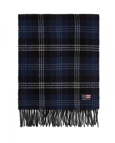 Lexington Massachussets Recycled Wool Schal Blue Black Check