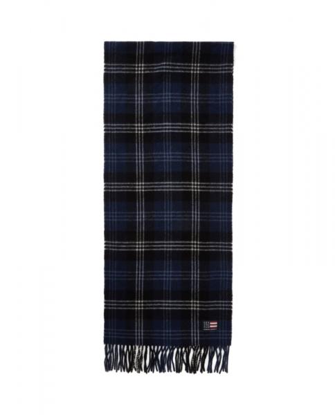 Lexington Massachussets Recycled Wool Schal Blue Black Check