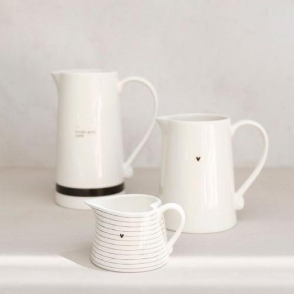 Bastion Collections Sauce Jug White Stripes in Black , Mood, Sauce