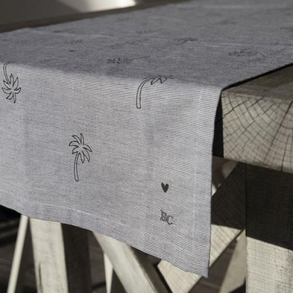 Bastion Collection Läufer White/Black Chambray Palm Trees 50x160, Mood Bastion Collection Läufer White/Black Chambray Palm Trees 50x160, Mood