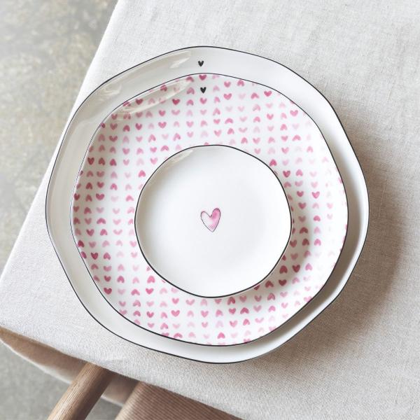 Bastion Collection Frühstück Teller White Rose Hearts all over