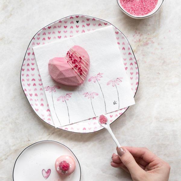 Bastion Collection Frühstück Teller White Rose Hearts all over