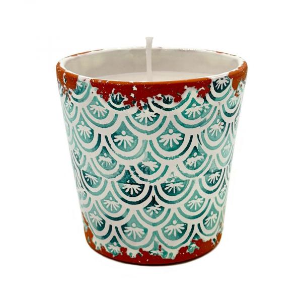 Citronella Outdoor Duftkerze grüne Wellen 10cm x 10cm Citronella Outdoor Duftkerze grüne Wellen 10cm x 10cm