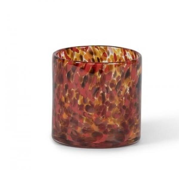 Dekocandle Vase Thick votive Cylinder orange red spotted