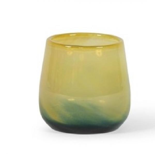 Dekocandle Vase Thick votive bowl green orchre