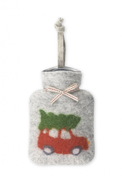 Dorothee Lehnen Miniwärmflasche Weihnachtsautomotiv hellgrau