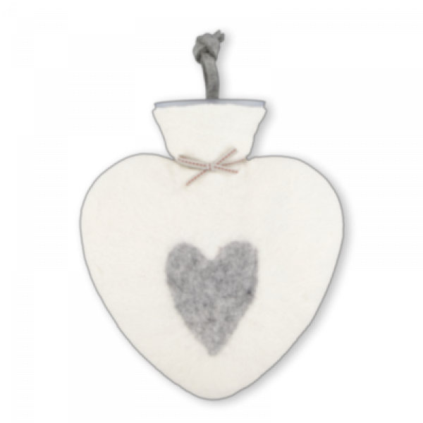Dorothee Lehnen Herzwärmflasche Herzmotiv weiß/hellgrau, melange, schoen, weiß