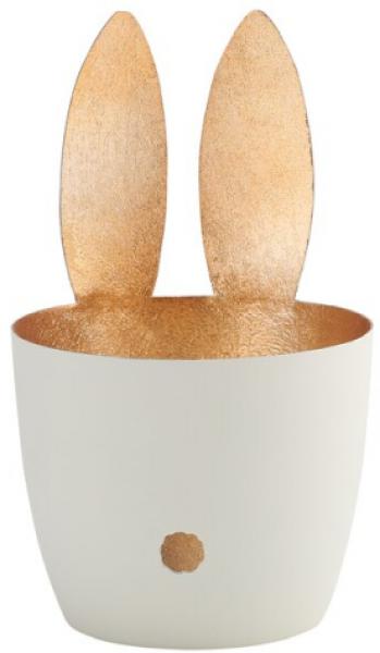 Gift Company Madras Windlicht M, Hase, weiß/gold, Rueckseite, schick Gift Company Madras Windlicht M, Hase, weiß/gold, Rueckseite, schick