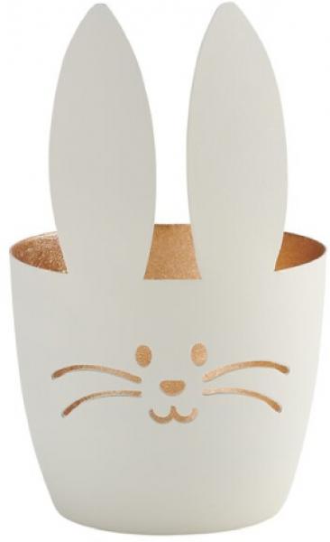 Gift Company Madras Windlicht M, Hase, weiß/gold, Hase, Freude, schoen! Gift Company Madras Windlicht M, Hase, weiß/gold, Hase, Freude, schoen!