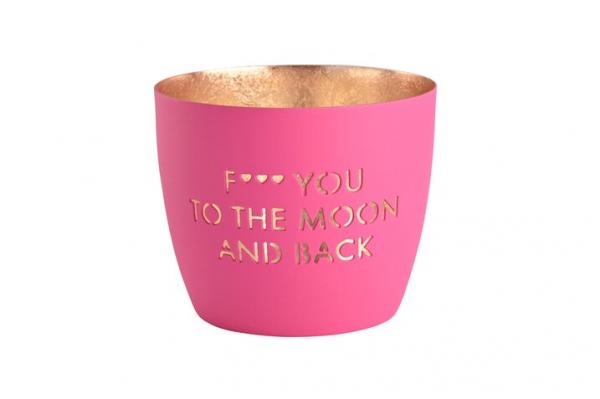 Gift Company Madras Windlicht M, F** to the moon and back, hot pink/gold, modern, schoen, pink