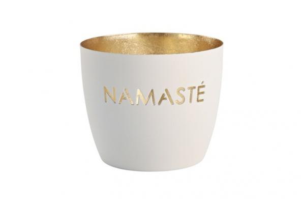 Gift Company Madras Windlicht M, Namaste weiß/gold, schick Gift Company Madras Windlicht M, Namaste weiß/gold, schick