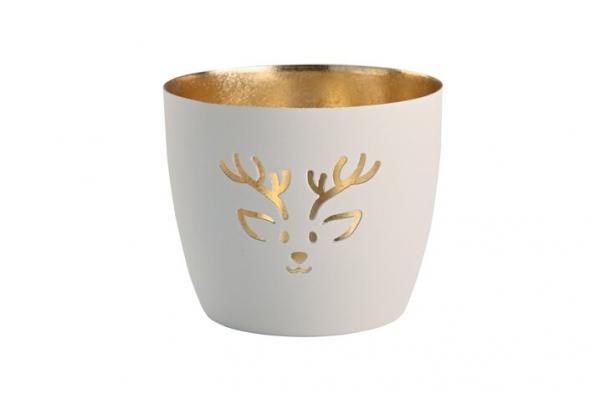 Gift Company Madras Windlicht M, Rentier weiss/gold Gift Company Madras Windlicht M, Rentier weiss/gold