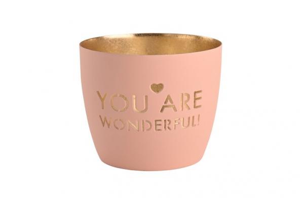 Gift Company Madras Windlicht M, You are wonderful, pastellrosa/gold, schoen, fein, modern