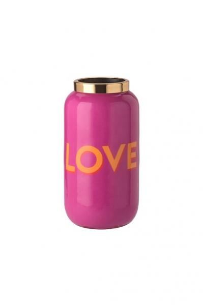 Gift Company Vase Saigon mit Metallring, XXS, Love, fuchsia,gold