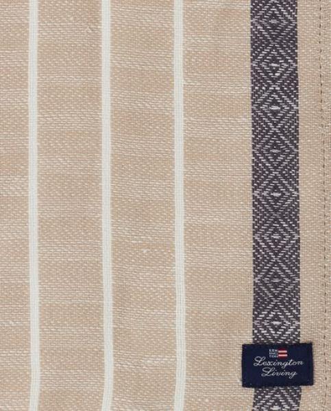 Lexington Serviette Organic Cotton/Linen Jacquard Beige/Gray, Close Up, Logo