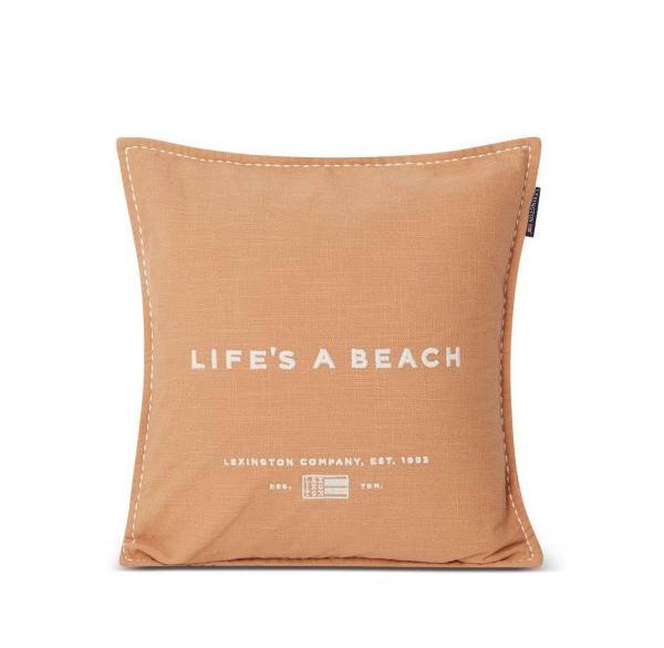 Lexington Kissenbezug Life´s a Beach Embroidered Cotton, Beach, Sommer, Freude