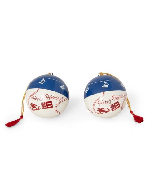 Lexington Papier Maché Weihnachtskugel Christmas Ornament SET Blue/White/Red