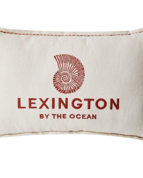 Lexington Kissenbezug Logo Embroidered White Coconut, Close up