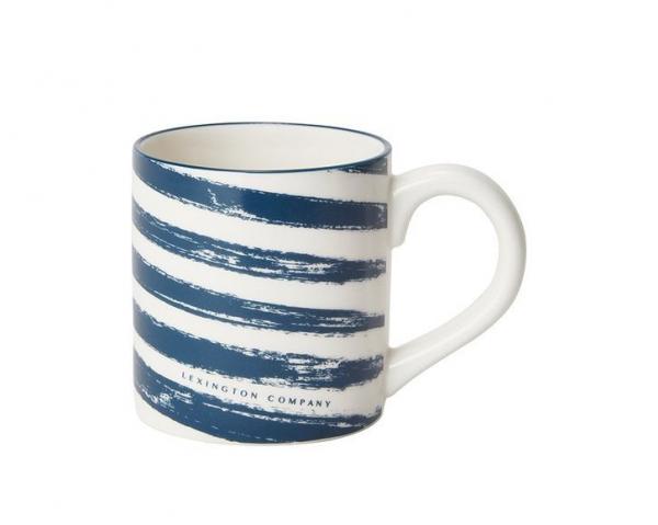 Lexington Diagonal Stripes Stoneware Mug Navy