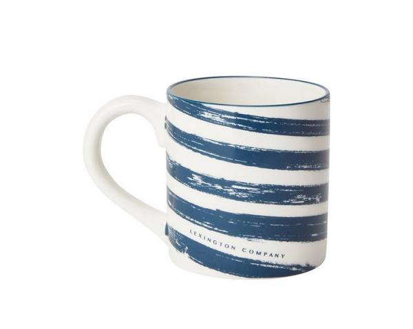 Lexington Diagonal Stripes Stoneware Mug Navy