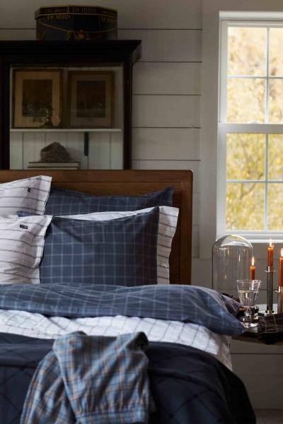 Lexington Kissenbezug Dove/Gray/White Checked Lyocell/Cotton Pin Point