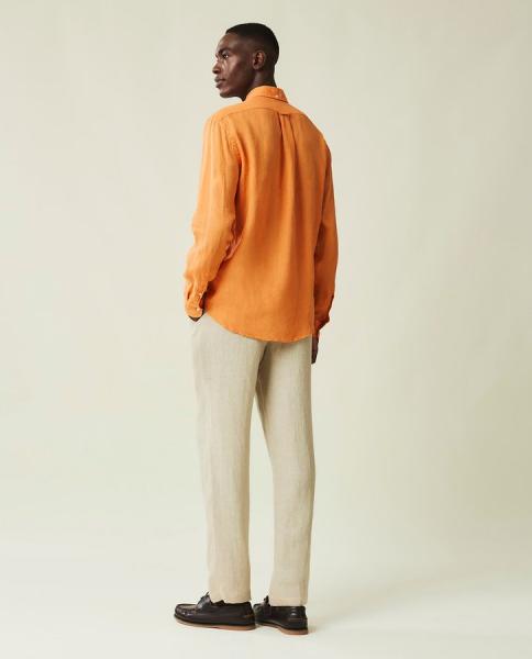 Lexington Casual Linen Shirt Orange L