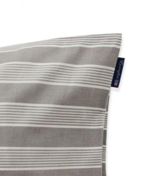 Lexington Kopfkissenbezug Gray/White Striped Lyocell/Cotton, Logo