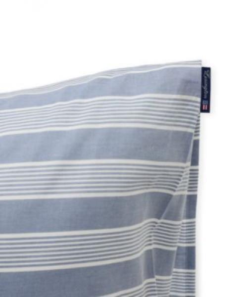 Lexington Kopfkissenbezug Blue/Off White Striped Lyocell/Cotton, Close up