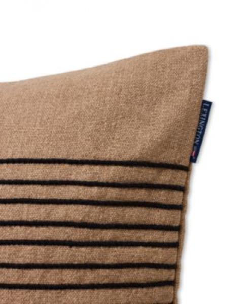Lexington Kissenbezug Deco Striped Cotton Canvas Pillow Beige/Gray, Close up