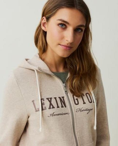 Lexington Kimberly Hood Light Beige Melange. Model, Mood, Lachen