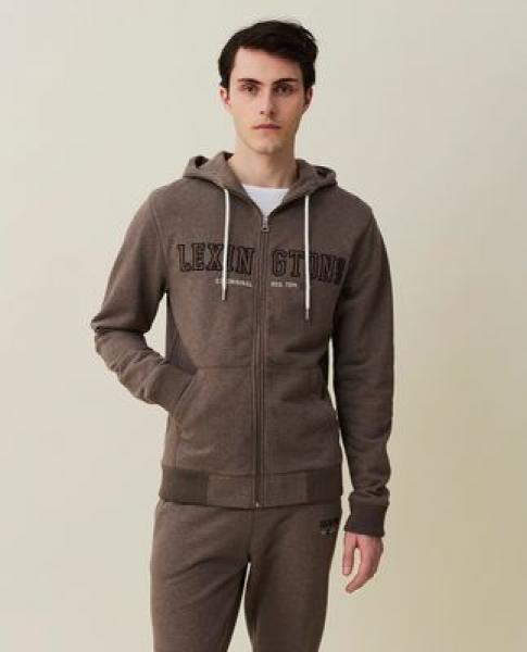 Lexington Michael Hoodie Brown Melange, Model, Close up Lexington Michael Hoodie Brown Melange, Model, Close up