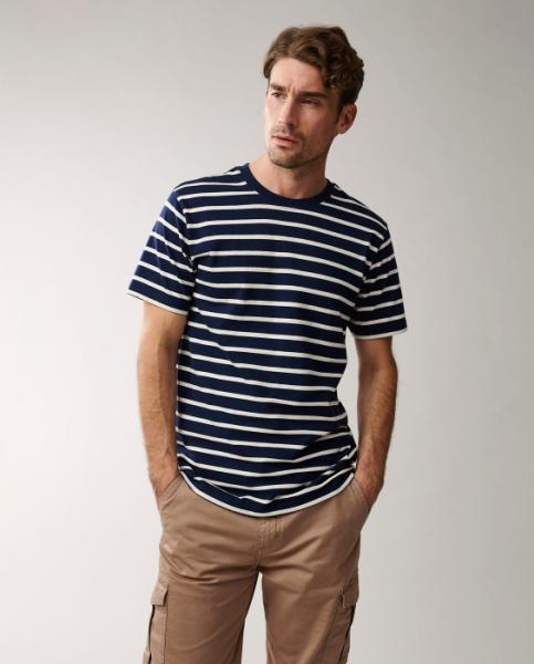 Lexington Ricky Striped Tee Dark Blue Beige Stripe, Mood, Model, Schoen