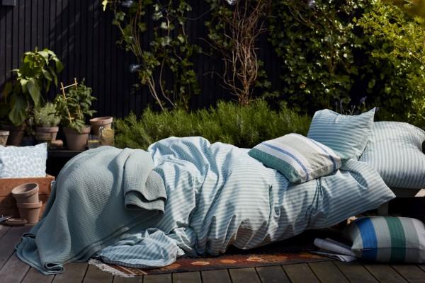 Lexington Bettdeckenbezug Gray/White Striped, Mood, kuscheln