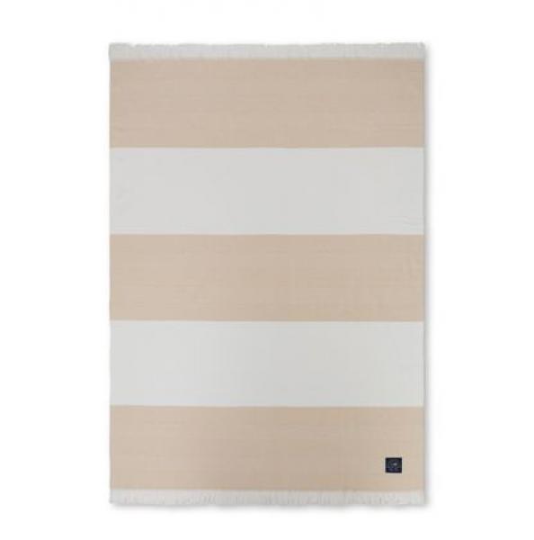 Lexington Herringsbone Striped Recycled Cotton Throw, Oat, schick, modern