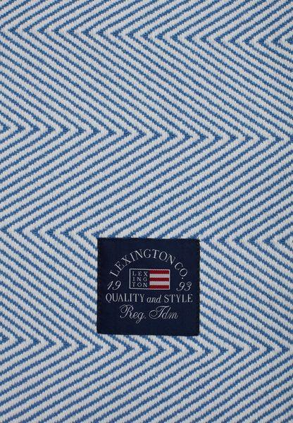 Lexington Herringsbone Striped Recycled Cotton Throw, Logo Close up, Blue