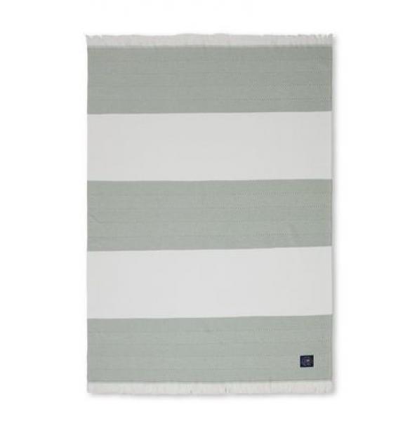 Lexington Herringsbone Striped Recycled Cotton Throw, Grün, schick, trendig