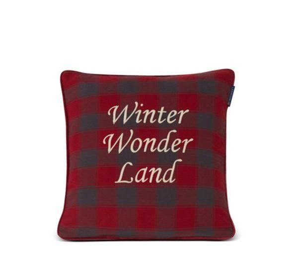 Lexington Kissenhülle Checked Organic Cotton Flannel Red/Dark Gray, Winterwonderland
