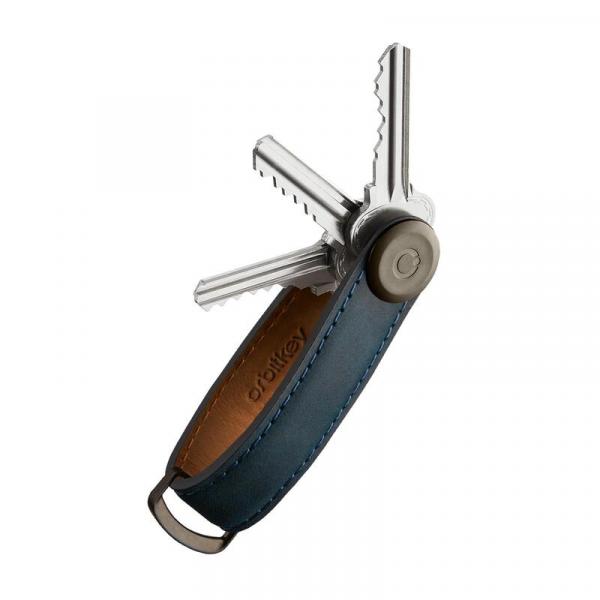 Orbitkey Schlüsselorganisator Crazy Horse Leather Marine blue