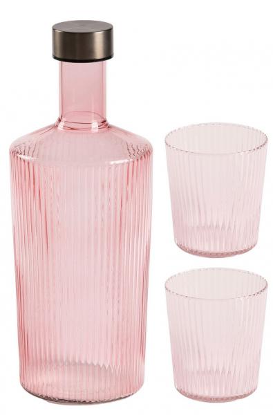 Paveau Glasflasche Trinkglas Pink Geschenkset