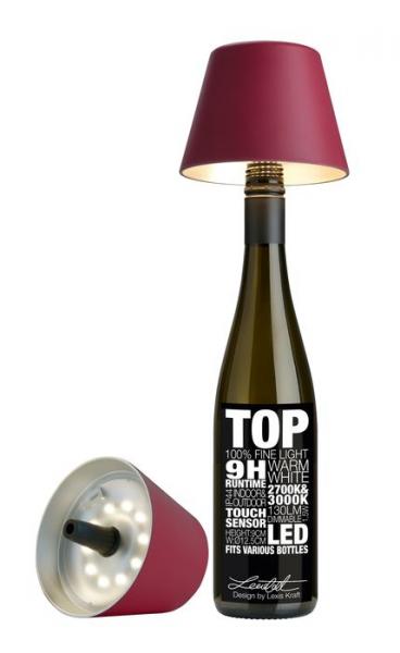 sompex Akku Leuchte Top Flaschenaufsatz Bordeaux, schick, elegant, Designer