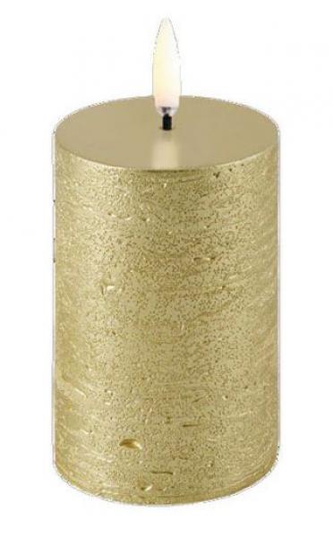 Uyuni LED Pillar Kerze Metallic gold 5 x 7,5 cm, schick, schoen, modern
