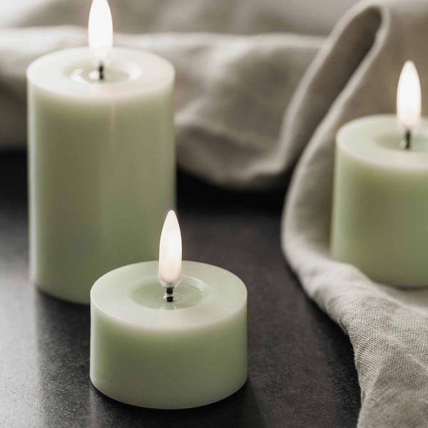 Uyuni LED melted pillar candle Dusty Green