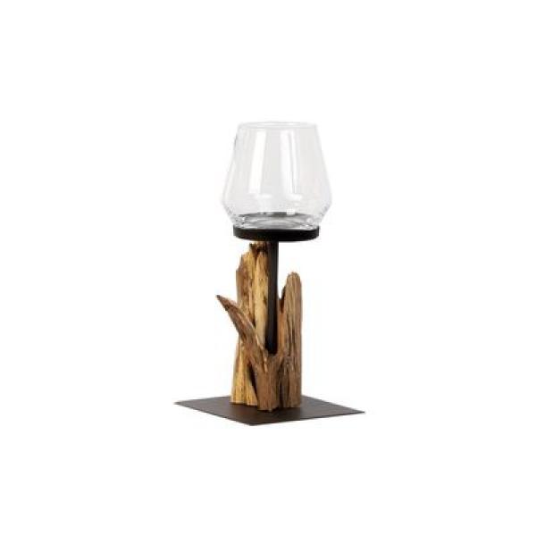 WMG Holz Windlicht Raisa mit Glas h30cm, schick, trendig, modern