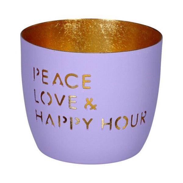 Gift Company Madras Windlicht M, Peace, Love & Happy Hour