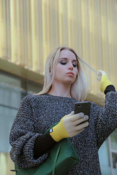 Evolg Handschuhe 2tone Yellow Vanilla, schoen, modern, schick