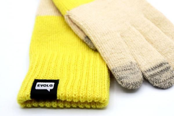 Evolg Handschuhe 2tone Yellow Vanilla, Close up