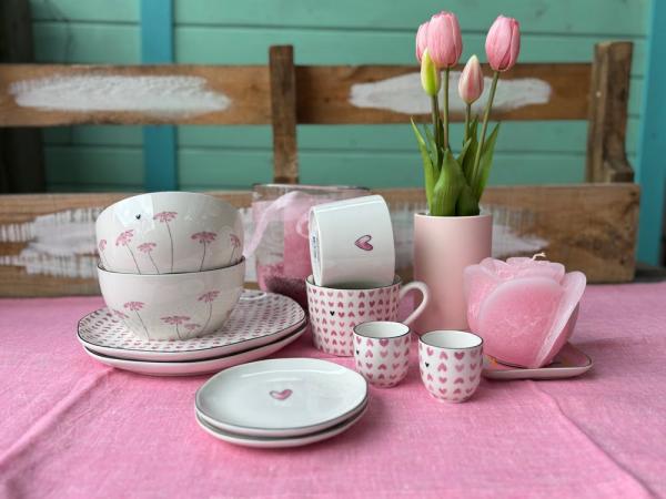 Bastion Collections Tasse Weiß Rosa Herz