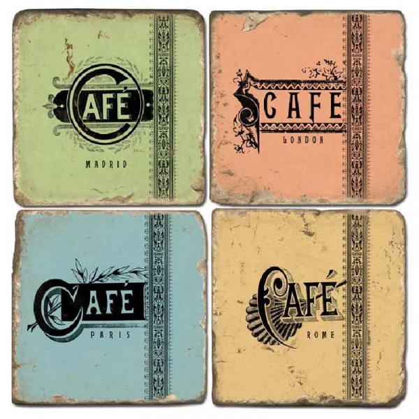 Marmor Untersetzer Cafe Lecker Café Heißgetränk Stylisch Bunt